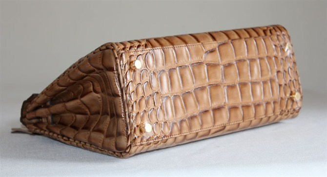 7A Replica Hermes Kelly 32cm Crocodile Veins Leather Bag Light Coffee HC0001 (2)